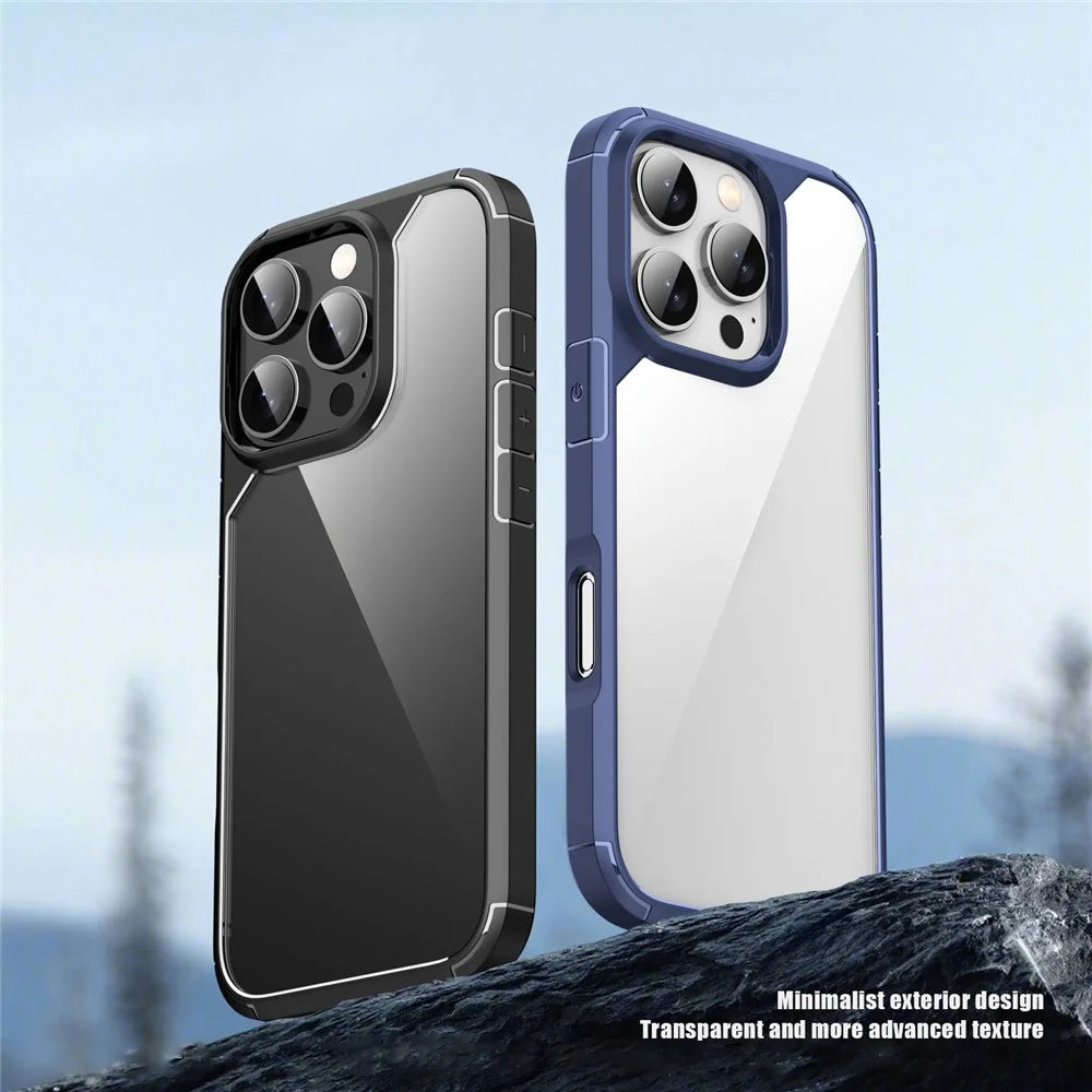 IPAKY For iPhone 16 Pro Max Case Shockproof PC+TPU Clear Back Phone Cover - Black - 2