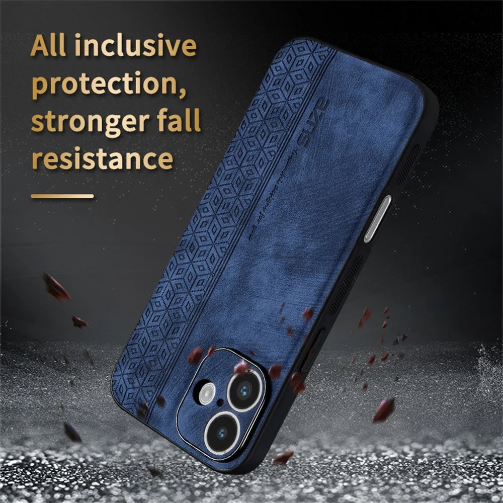 AZNS For iPhone 16 Plus Case Protective PU Leather Covered TPU Phone Shell - Brown - 6