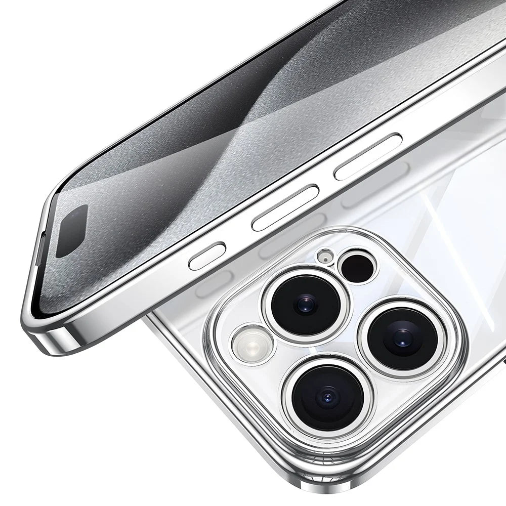 SULADA For iPhone 16 Pro Max Case Electroplating Ultra Clear Soft TPU Phone Cover with PU Wrist Strap - White - 2