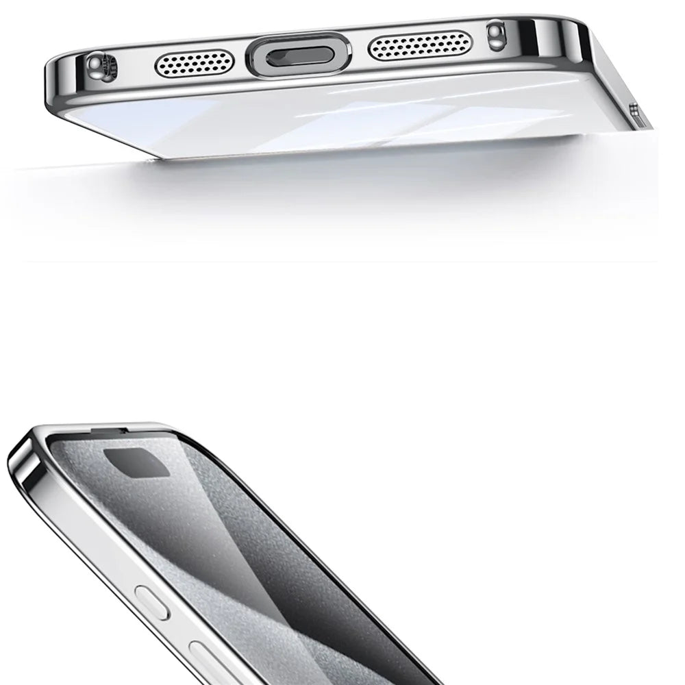 SULADA For iPhone 16 Pro Max Case Electroplating Ultra Clear Soft TPU Phone Cover with PU Wrist Strap - White - 3
