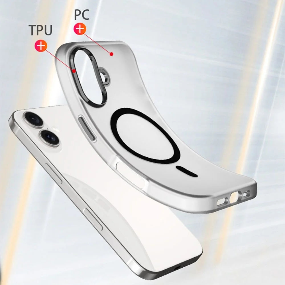 For iPhone 16 Plus Case Compatible with MagSafe Skin-Touch PC+TPU Matte Phone Cover - Black - 2