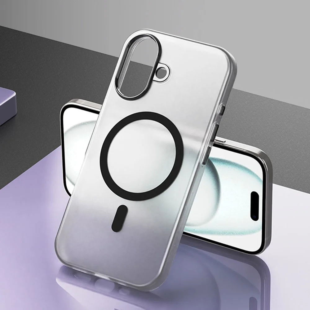 For iPhone 16 Plus Case Compatible with MagSafe Skin-Touch PC+TPU Matte Phone Cover - Black - 6