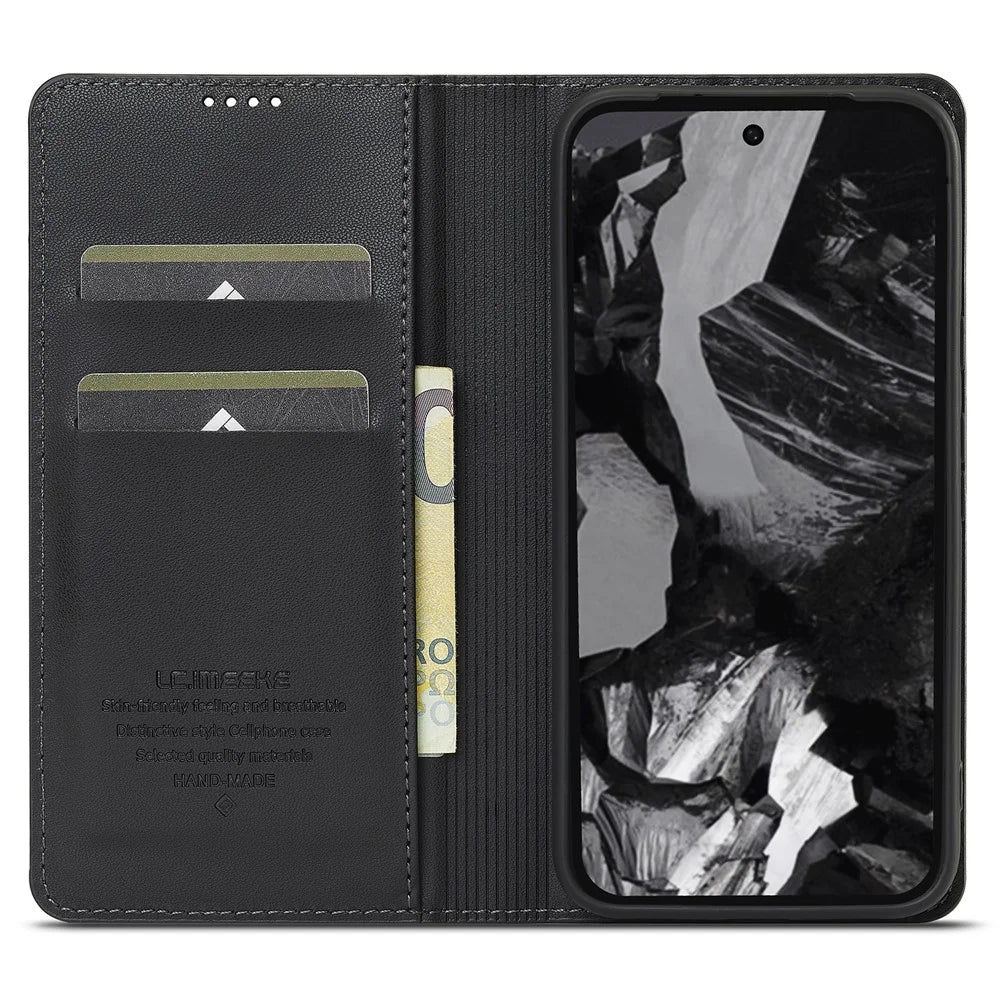 LC.IMEEKE L1 Series for Google Pixel 8 Case PU Leather Wallet Stand Protective Phone Cover - Black - 2