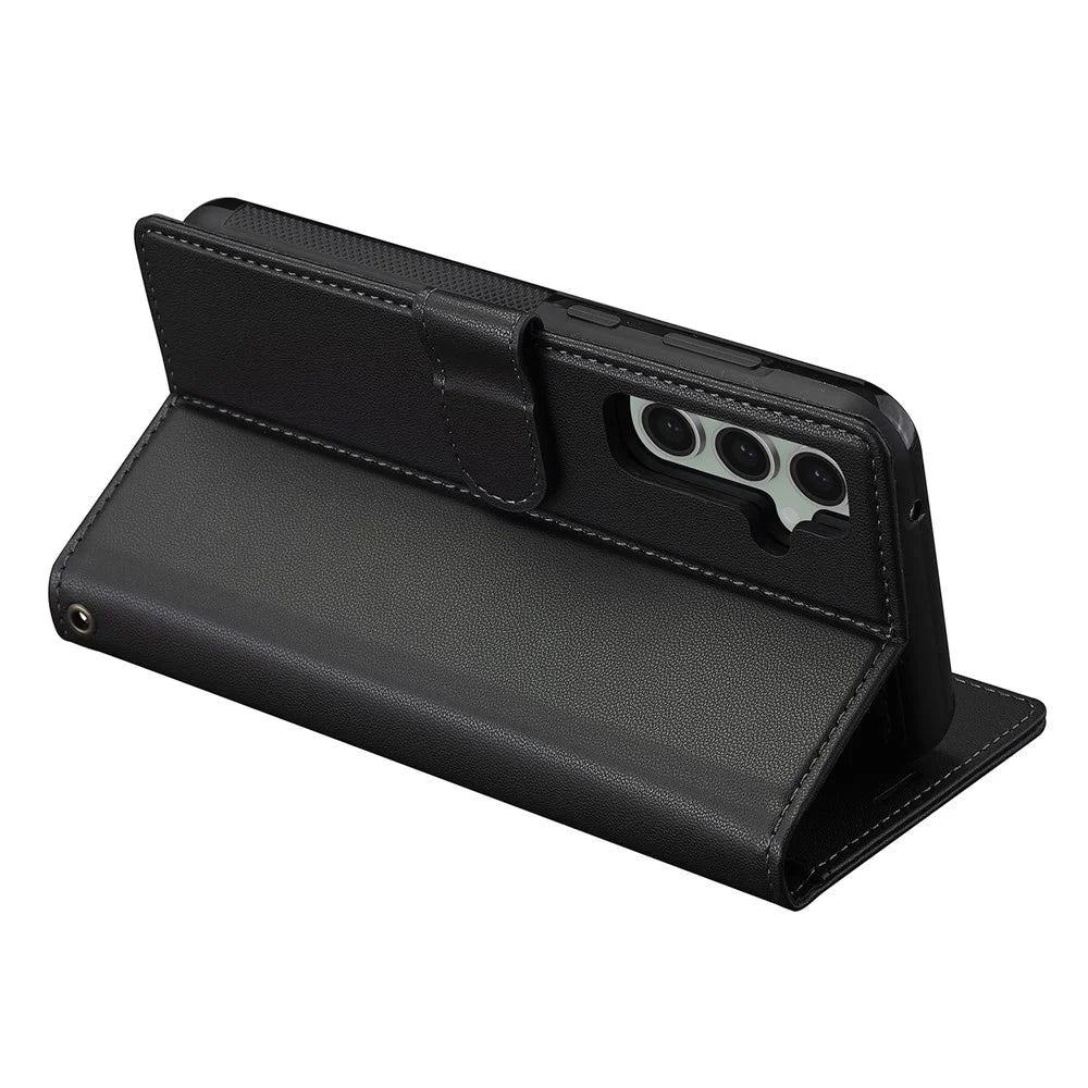 LC.IMEEKE L2 Series for Samsung Galaxy S24 Case PU Leather Wallet Detachable Magnetic Phone Cover - Black - 5