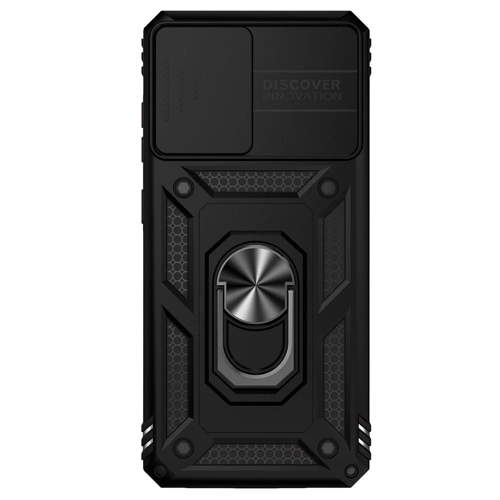 For Samsung Galaxy S20 Plus 4G / 5G Hard PC + Soft TPU Phone Case with Metal Ring Kickstand and Slide Camera Protection - Black - 6