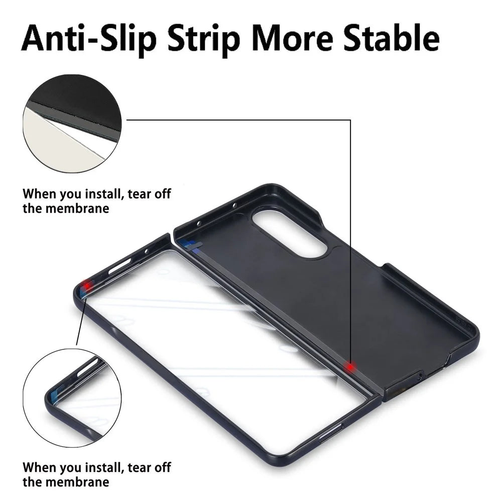 For Samsung Galaxy Z Fold4 5G Magnetic Case Leather+TPU Phone Cover with Screen Film - Black - 6