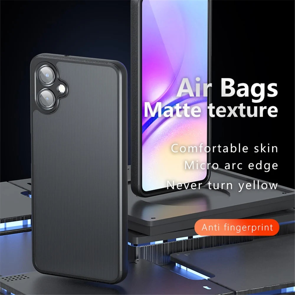 For Samsung Galaxy A06 4G Case Skin-Touch TPU + PC Matte Phone Back Cover, Transparent Black - 2