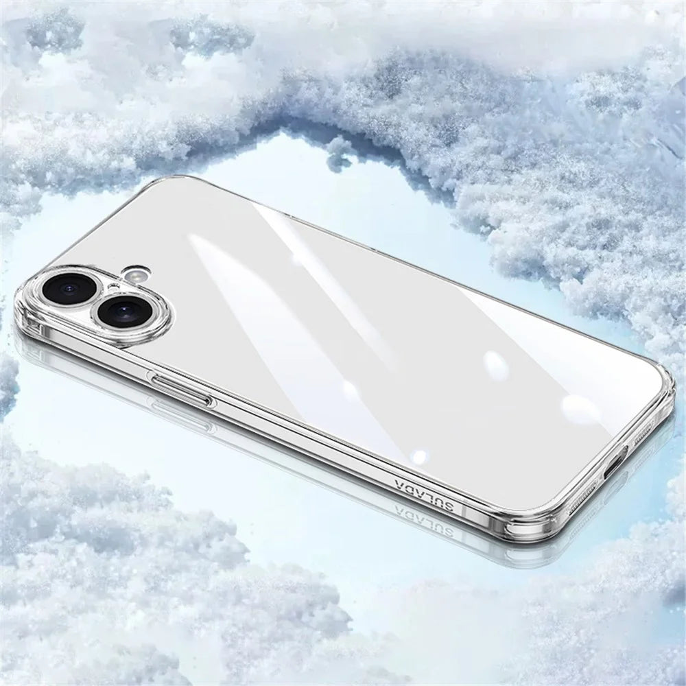 SULADA For iPhone 16 Clear Case TPU +Tempered Glass Shockproof Phone Case - Transparent - 2