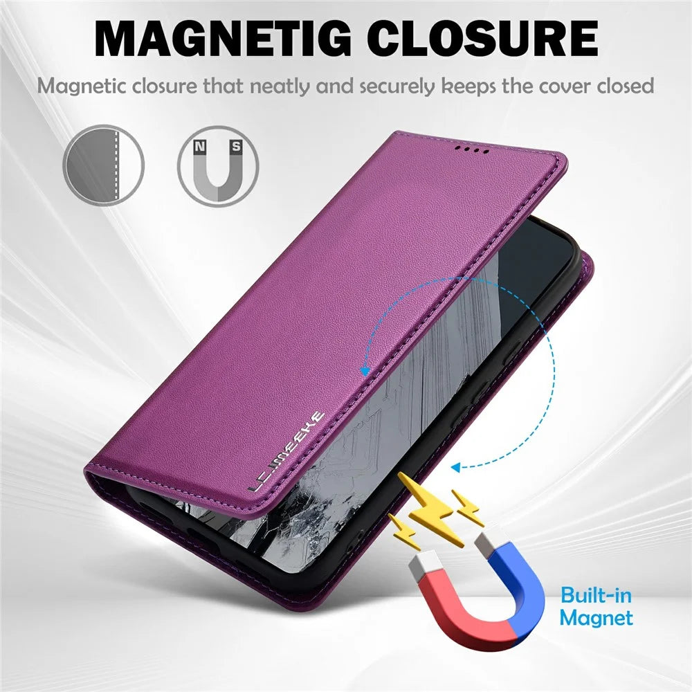 LC.IMEEKE L1 Series for Google Pixel 8 Pro Case PU Leather Wallet Stand Protective Phone Cover - Purple - 4