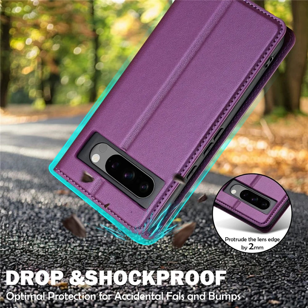 LC.IMEEKE L1 Series for Google Pixel 8 Pro Case PU Leather Wallet Stand Protective Phone Cover - Purple - 6