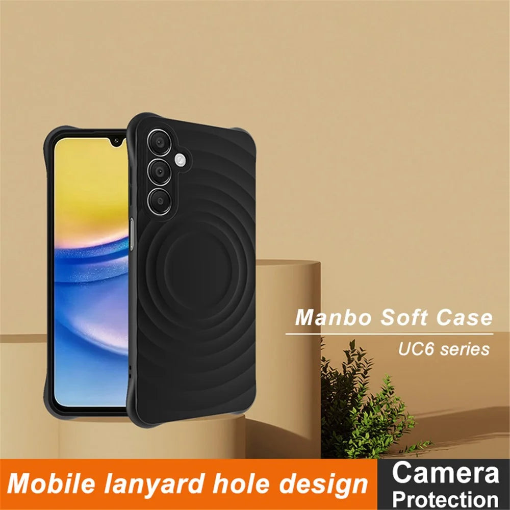 IMAK UC-6 Series for Samsung Galaxy A16 Case Water Drop Texture Anti-Skid Matte TPU Cover - Matte Black - 2