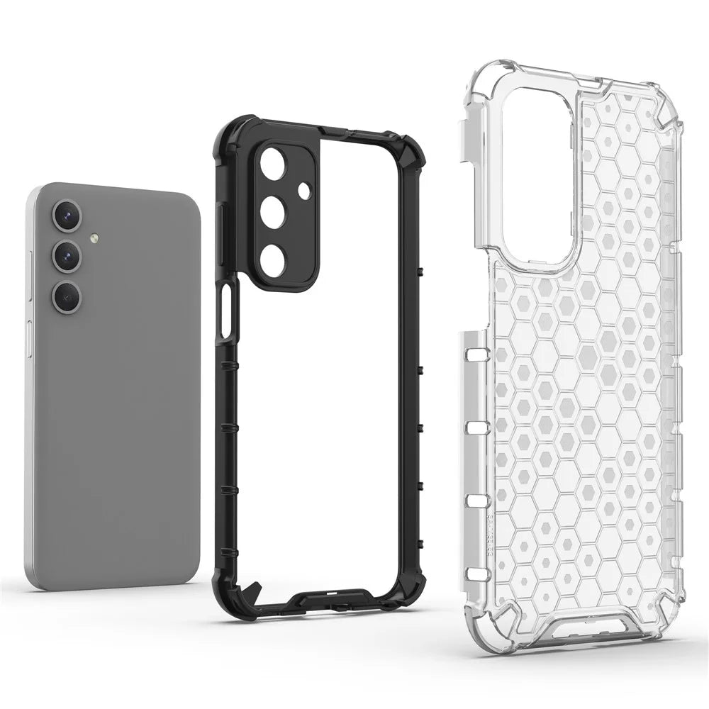 For Samsung Galaxy M35 5G Case PC+TPU Phone Cover Honeycomb Shape - Grey - 2