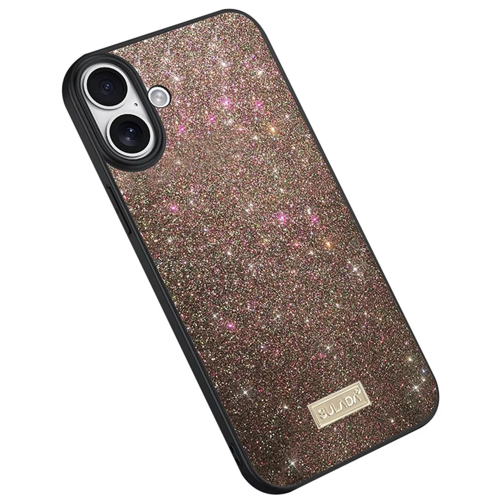 SULADA For iPhone 16 Plus Case PU Leather+PC+TPU Glitter Sequins Back Phone Cover - Multi-Color - 1
