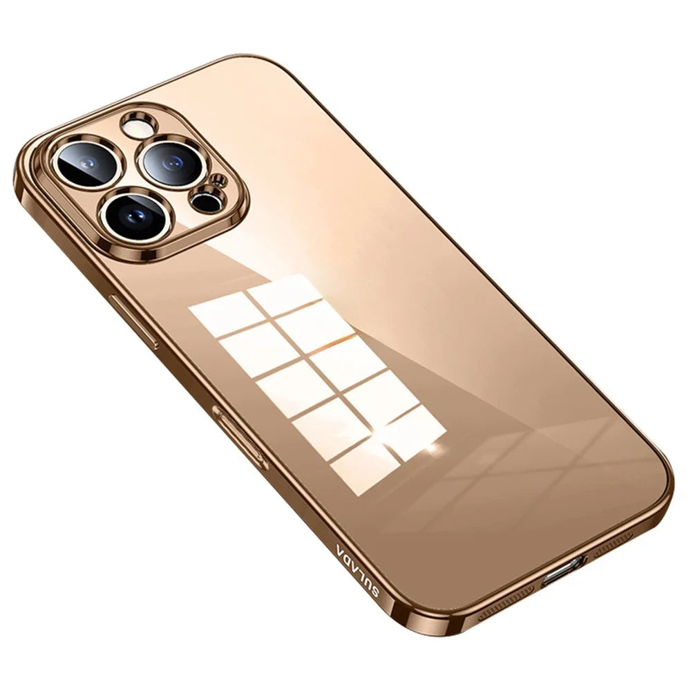 SULADA For iPhone 16 Pro Case Ultra-Thin Electroplated TPU Clear Phone Cover - Gold - 1