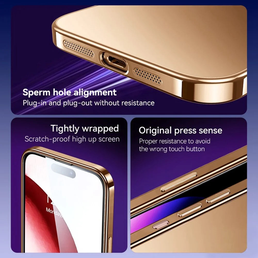 SULADA For iPhone 16 Pro Case Electroplated AG Matte Anti-Fingerprint TPU Phone Cover - Gold - 2