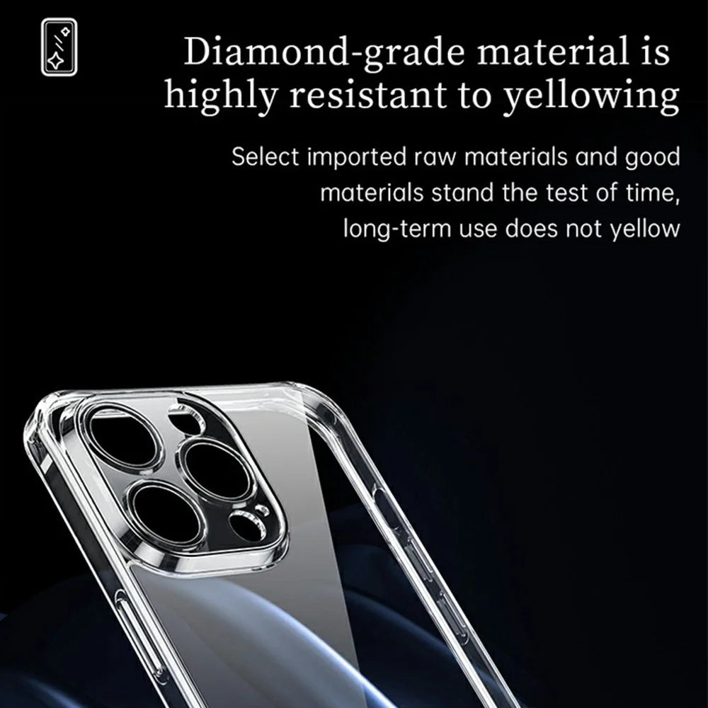 SULADA For iPhone 16 Pro Clear Case TPU +Tempered Glass Shockproof Phone Case - Transparent - 2