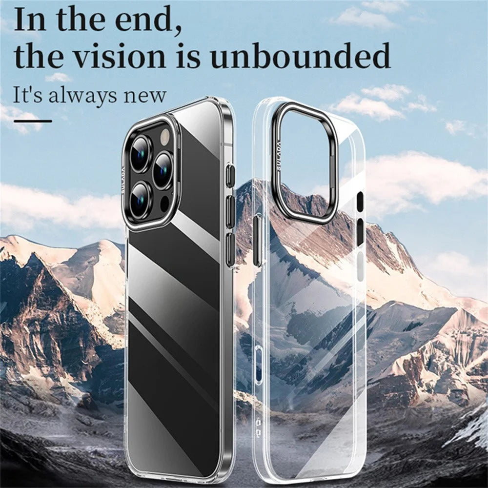 SULADA For iPhone 16 Pro Case Folding Camera Kickstand TPU+PC Clear Phone Cover - Black - 2