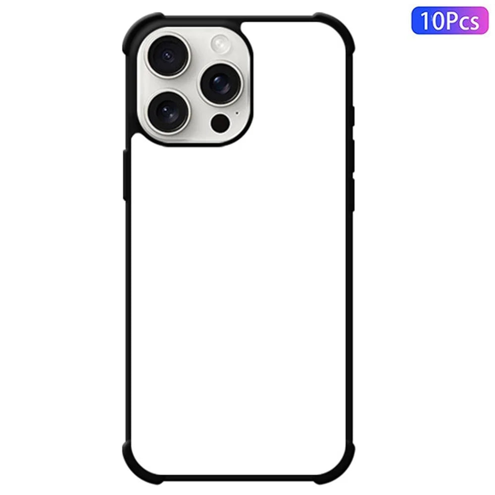 10Pcs / Pack For iPhone 16 Pro Max Case Four Corners Anti-Drop PC+TPU Phone Cover Support Heat Transfer Printing - 1