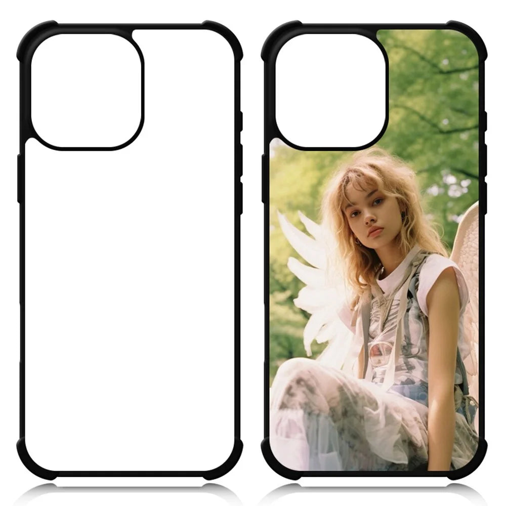 10Pcs / Pack For iPhone 16 Pro Max Case Four Corners Anti-Drop PC+TPU Phone Cover Support Heat Transfer Printing - 2