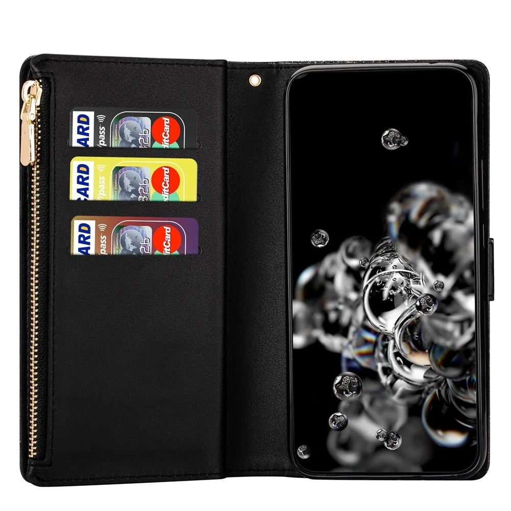 For Google Pixel 9 Pro XL Case Starry Sky Carving Leather Wallet Phone Cover - Black - 4