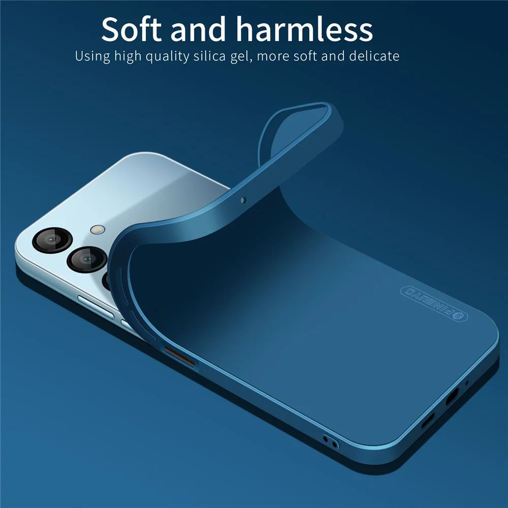 PINWUYO JK Touching Series For Samsung Galaxy A16 5G / A16 4G Case Silky Touch Soft TPU Phone Back Cover - Navy Blue - 5
