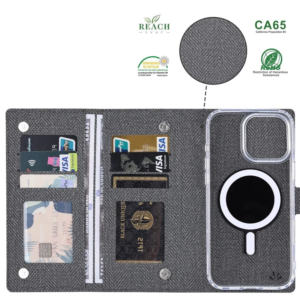 VILI GBS-C Series for iPhone 16 Pro Max Case Detachable PU Leather Magnetic Phone Cover - Black - 2