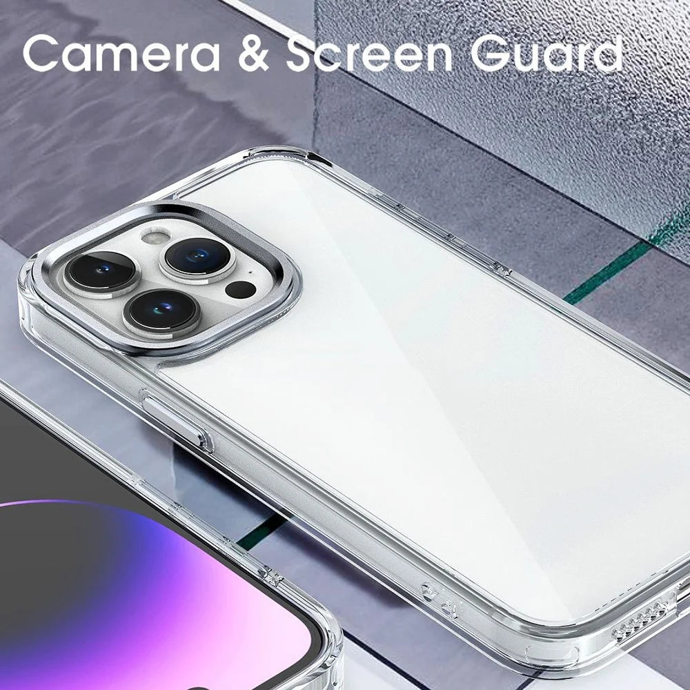 For iPhone 16 Pro Clear Case Shockproof TPU+PC Hybrid Phone Cover - Transparent - 6