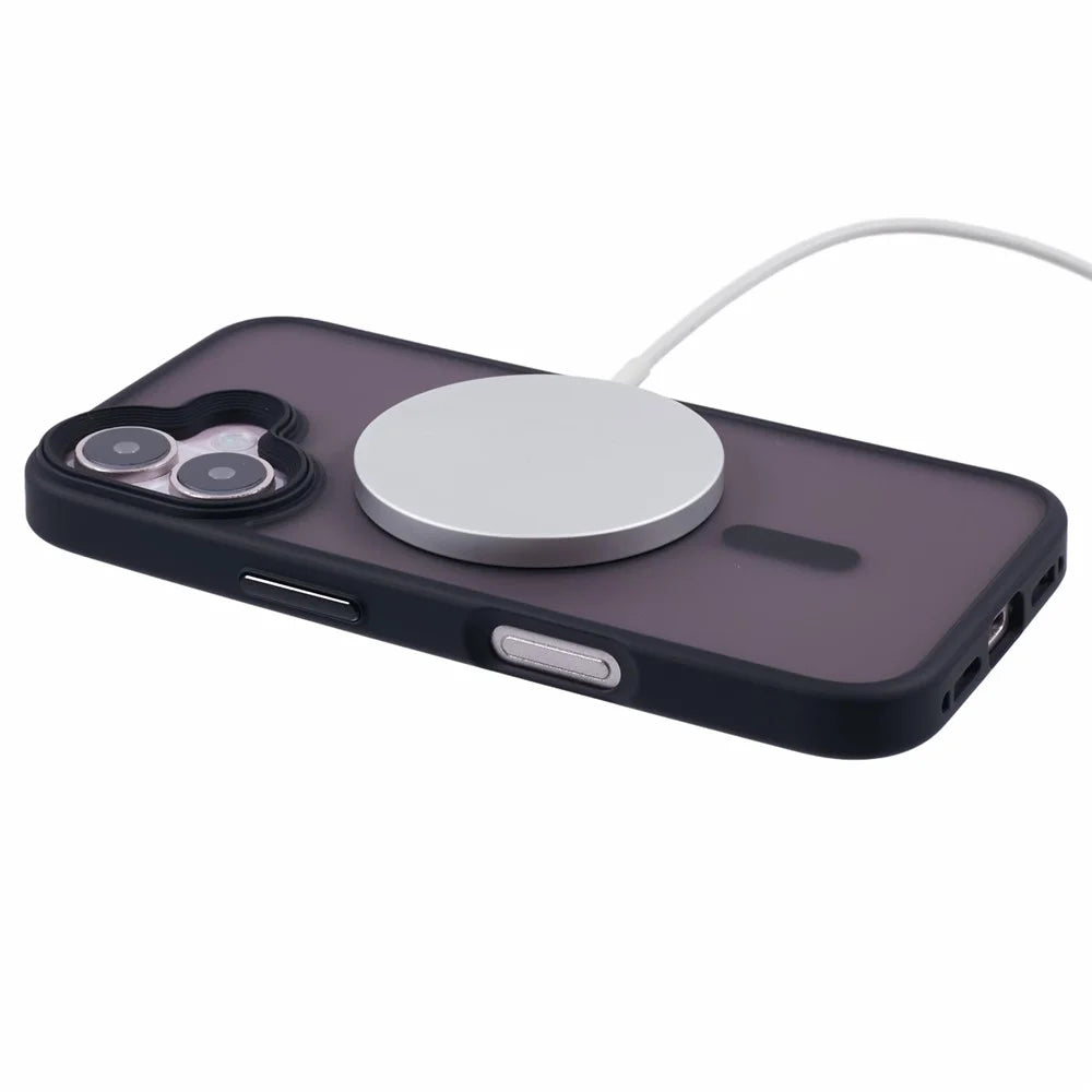 For iPhone 16 Case Compatible with MagSafe TPU+PC Rubberized Finish Phone Cover - Black - 4