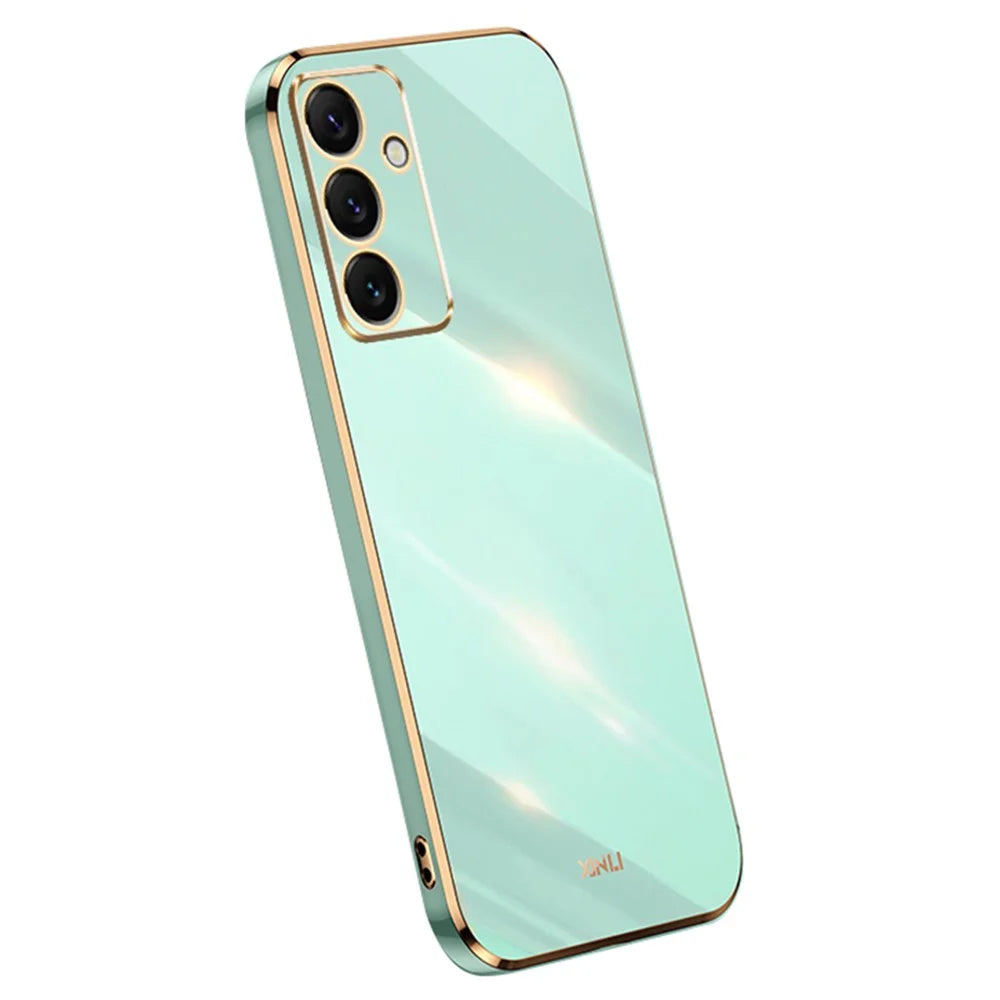 XINLI For Samsung Galaxy S24 FE Case TPU Phone Cover with Electroplating Frame - Cyan - 1
