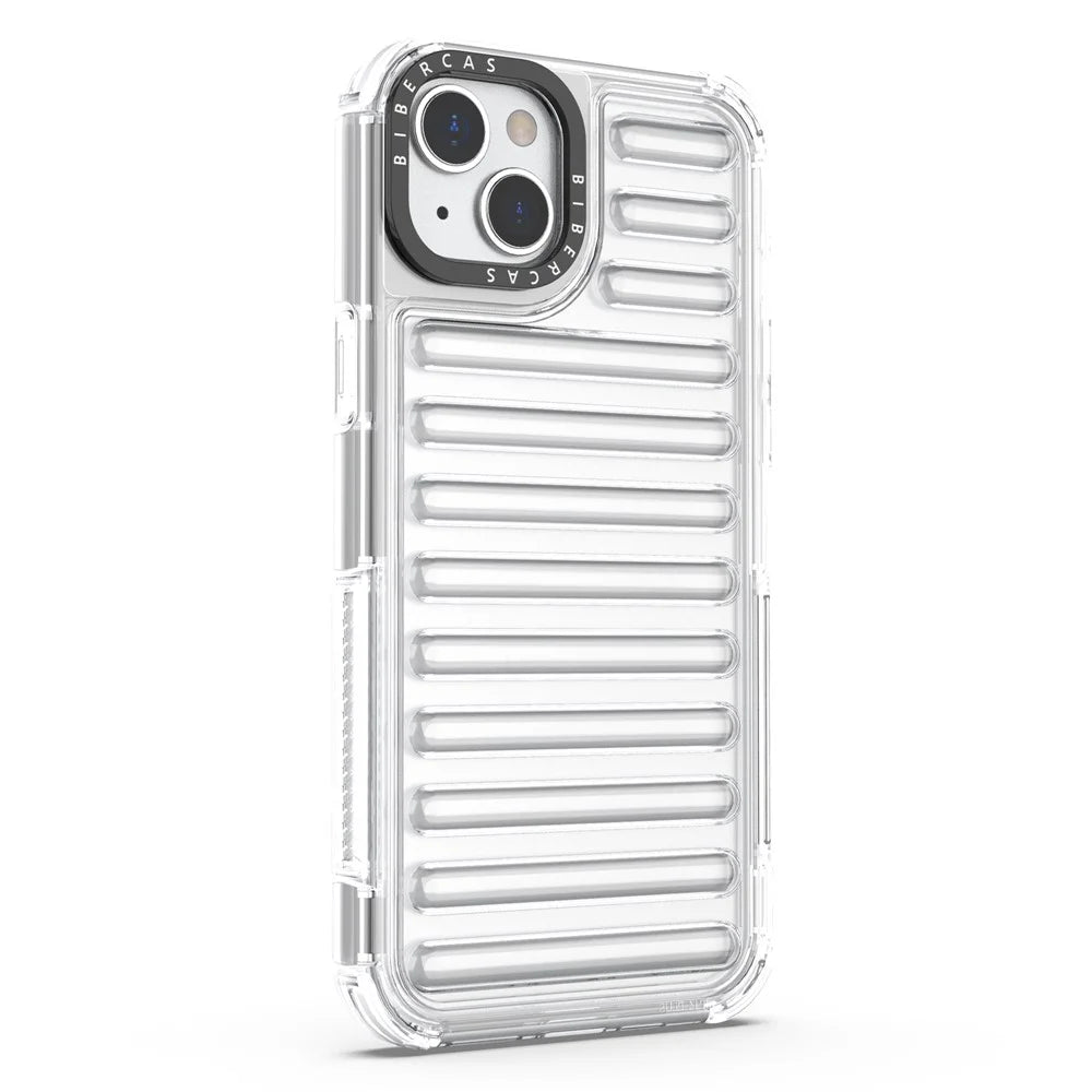 For iPhone 15 Case Stripe Design Anti-Slip Detachable TPU+PC Phone Cover - Transparent - 4
