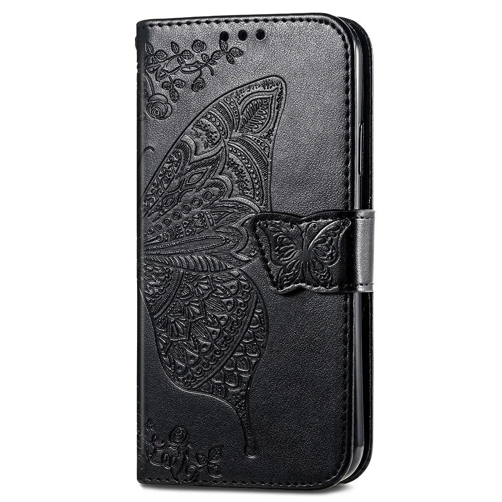 For HMD Pulse Pro Case PU Leather Wallet Phone Cover Butterfly Pattern - Black - 5