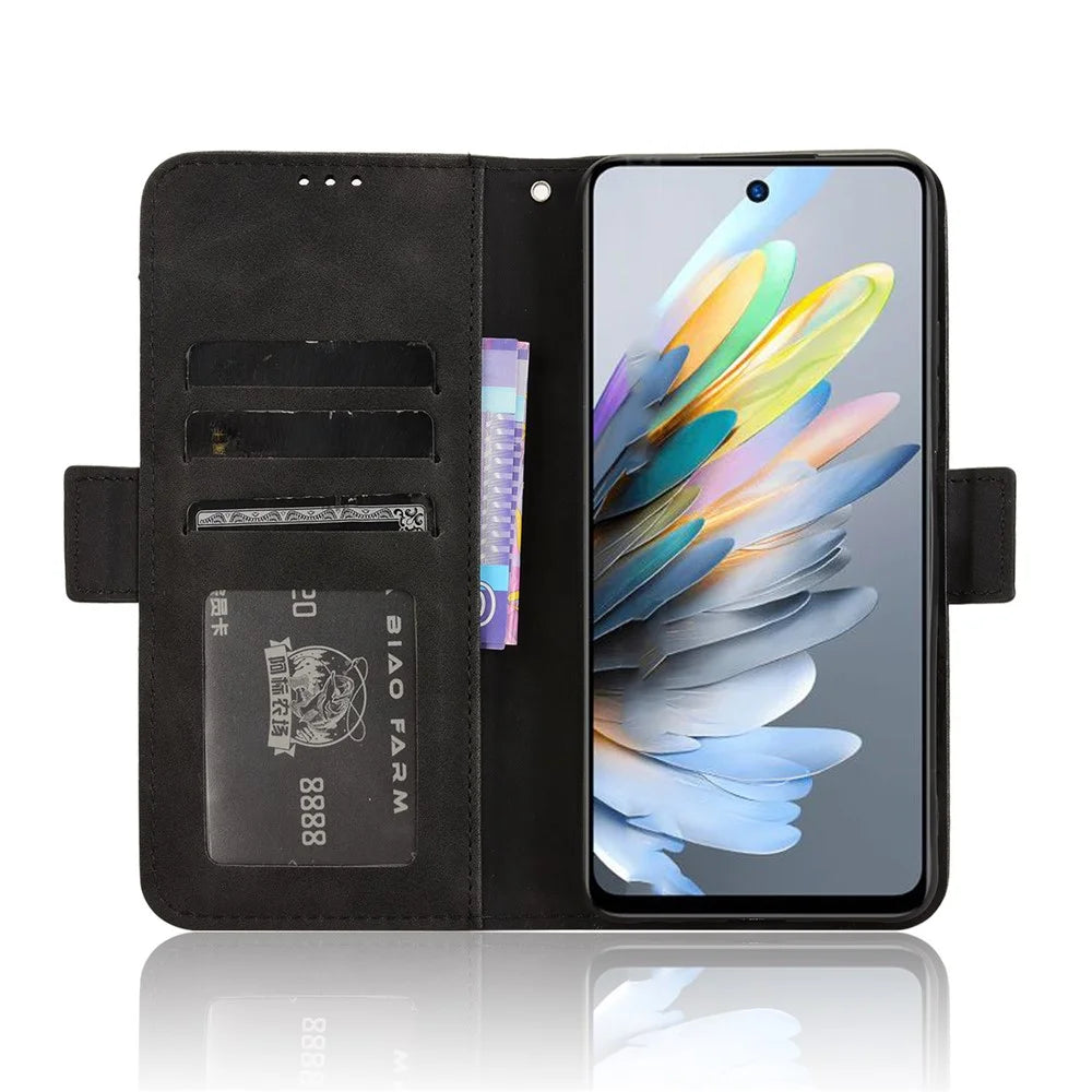 For ZTE Blade A75 4G Leather Case Phone Wallet Cover with Multiple Card Slots - Black - 3