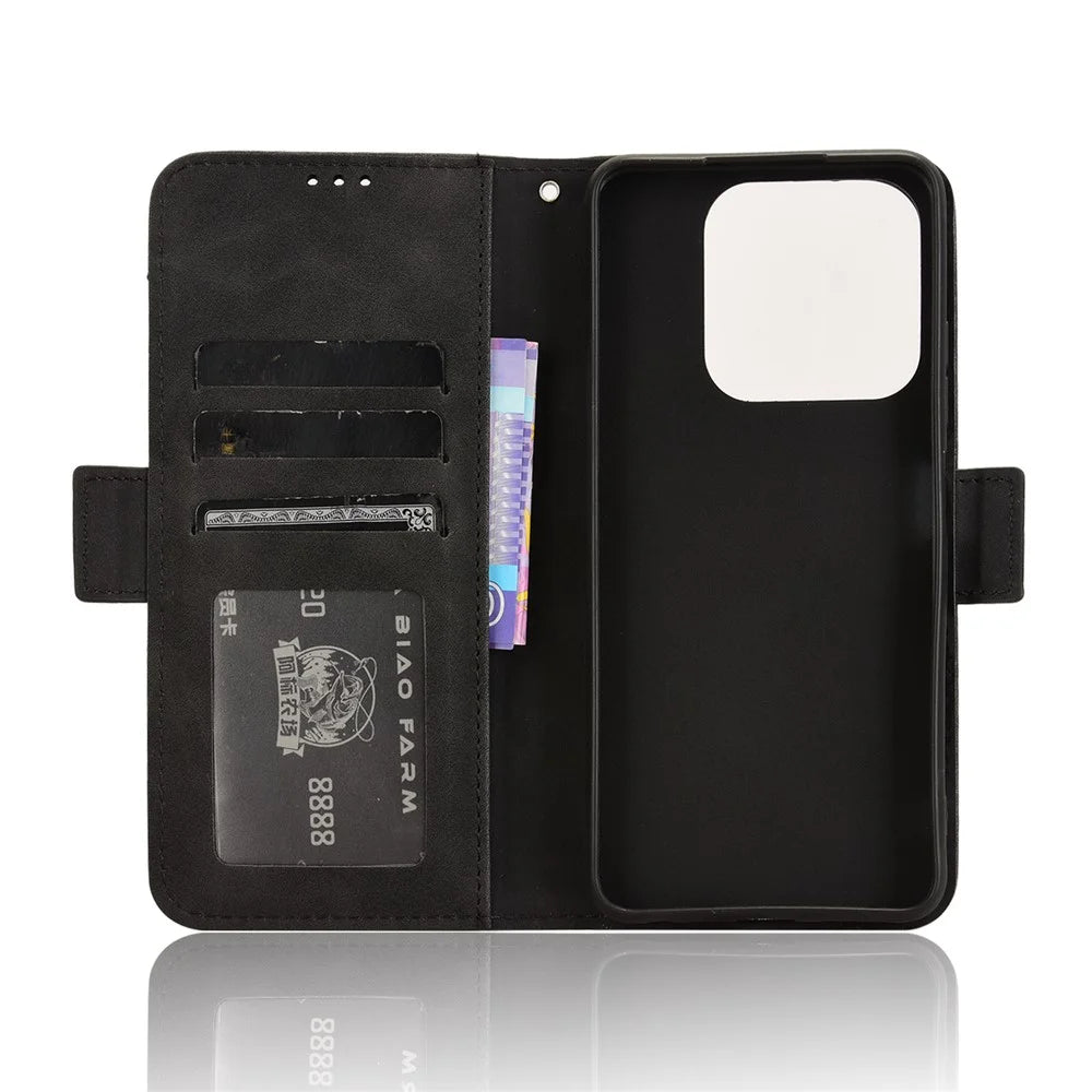 For ZTE Blade A75 4G Leather Case Phone Wallet Cover with Multiple Card Slots - Black - 5