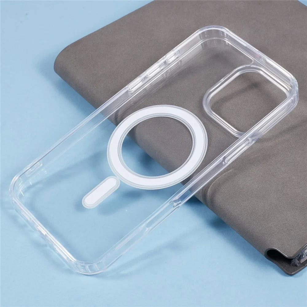 For iPhone 16 Pro Max Clear Case Acrylic+TPU Phone Cover Compatible with MagSafe - 7