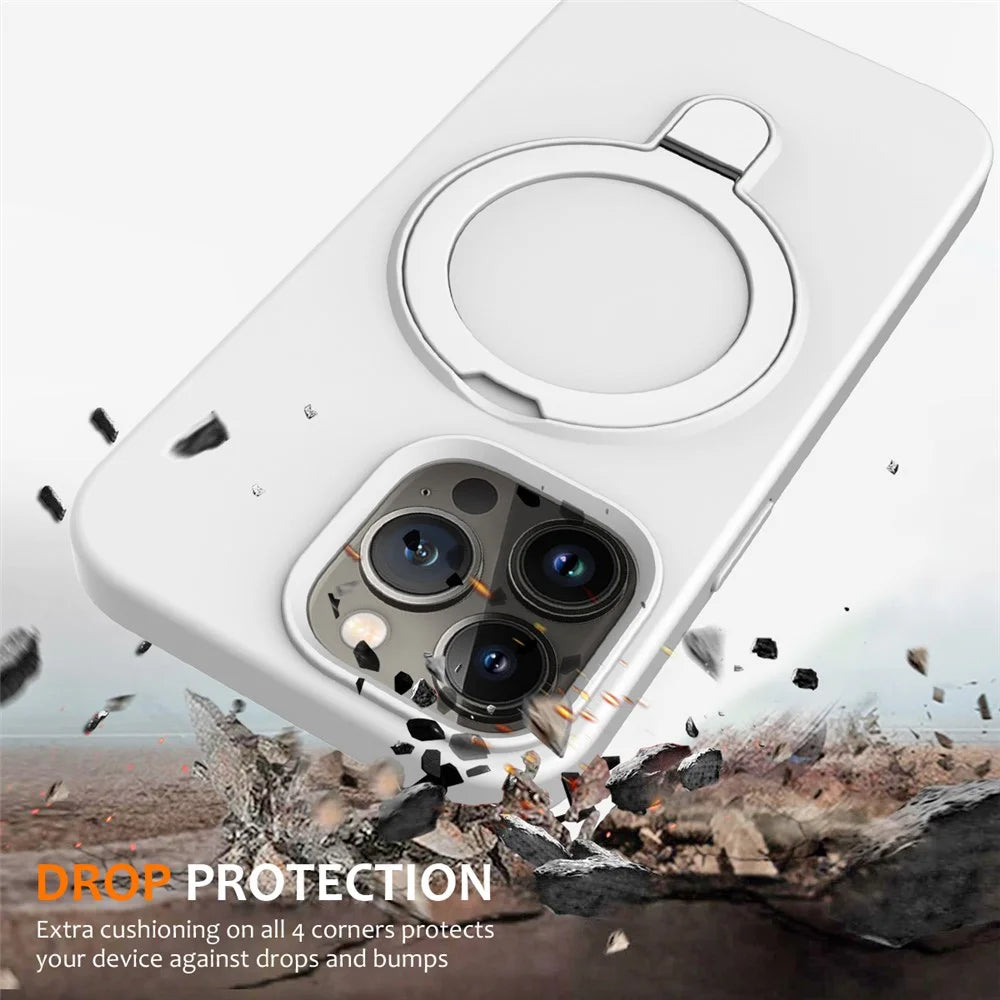 For iPhone 16 Pro Max Case Compatible with MagSafe Kickstand PC + Silicone Phone Cover - White - 6