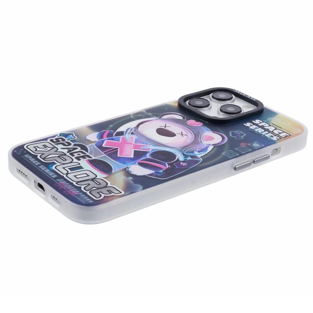JAUCASE For iPhone 14 Pro Max Case Compatible with MagSafe Bear Pattern PC+TPU Matte Phone Cover - Space Explore Bear - 6