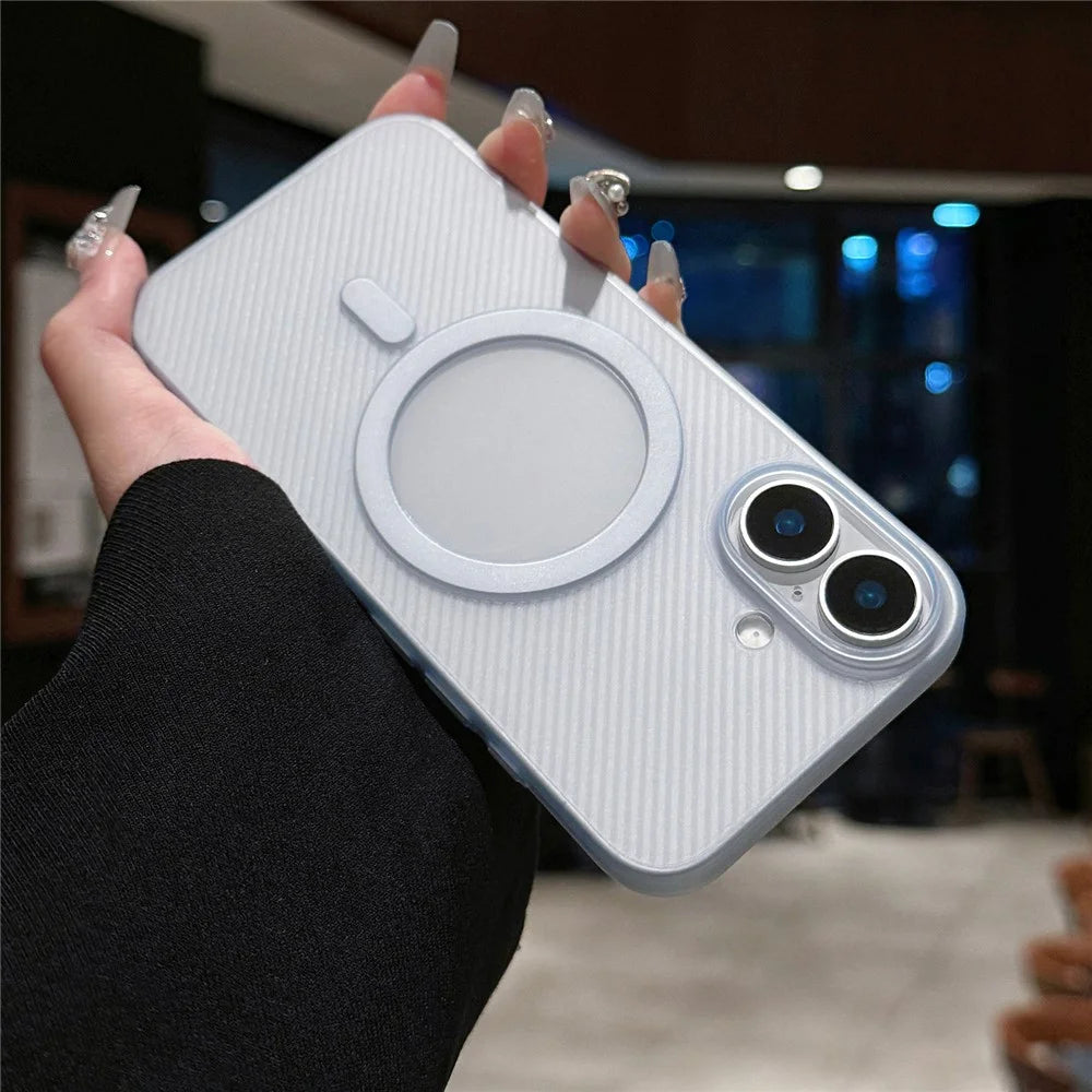 For iPhone 16 Case Compatible with MagSafe Matte PP Ultra-Thin Phone Cover - Transparent Blue - 1