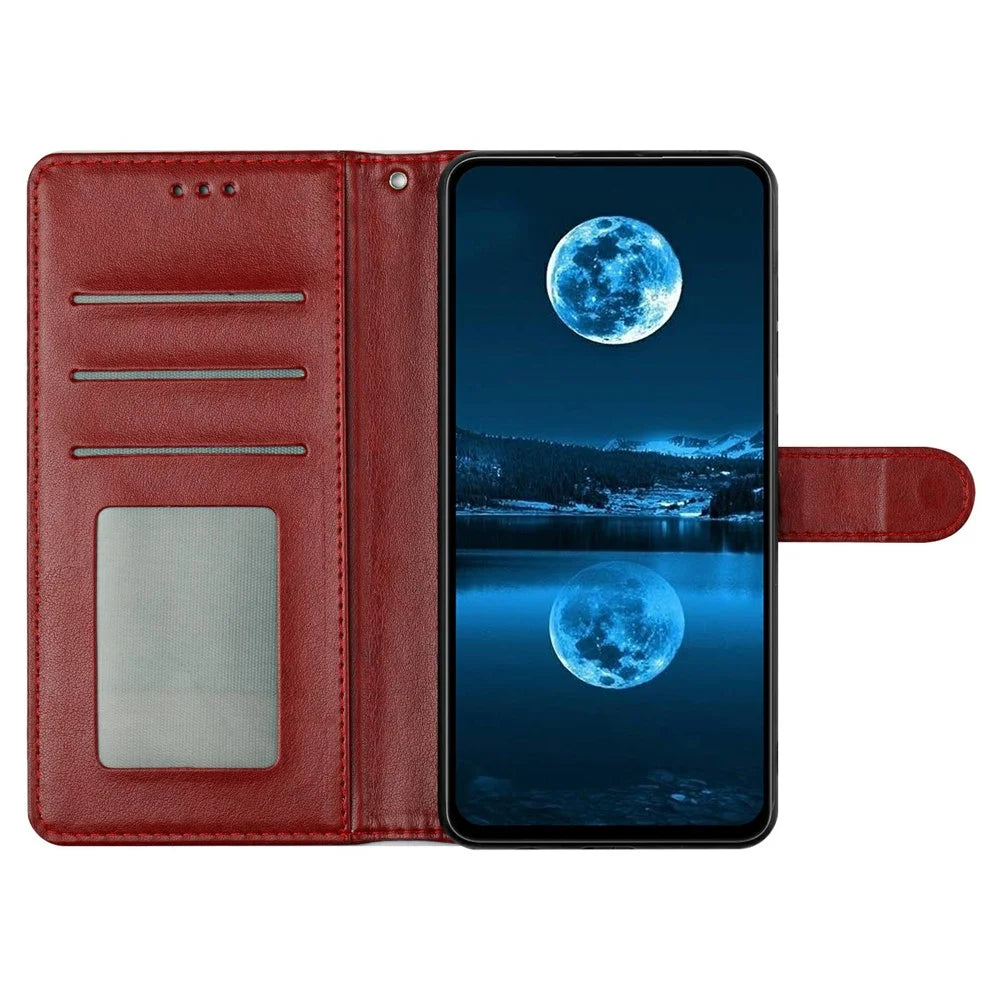 For Samsung Galaxy S24 Ultra Leather Phone Case Wallet Stand Cover with Handy Strap - Red - 3