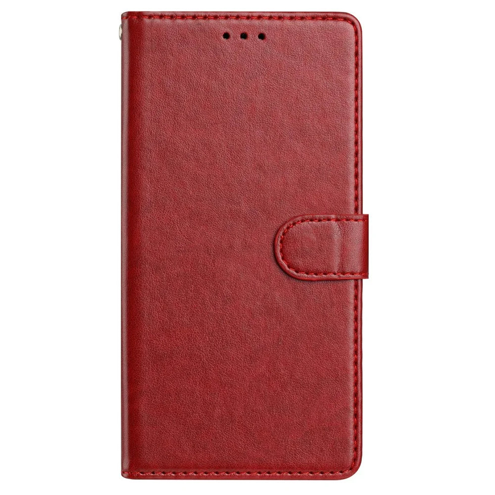 For Samsung Galaxy S23+ Leather Phone Case Wallet Stand Cover with Handy Strap - Red - 5