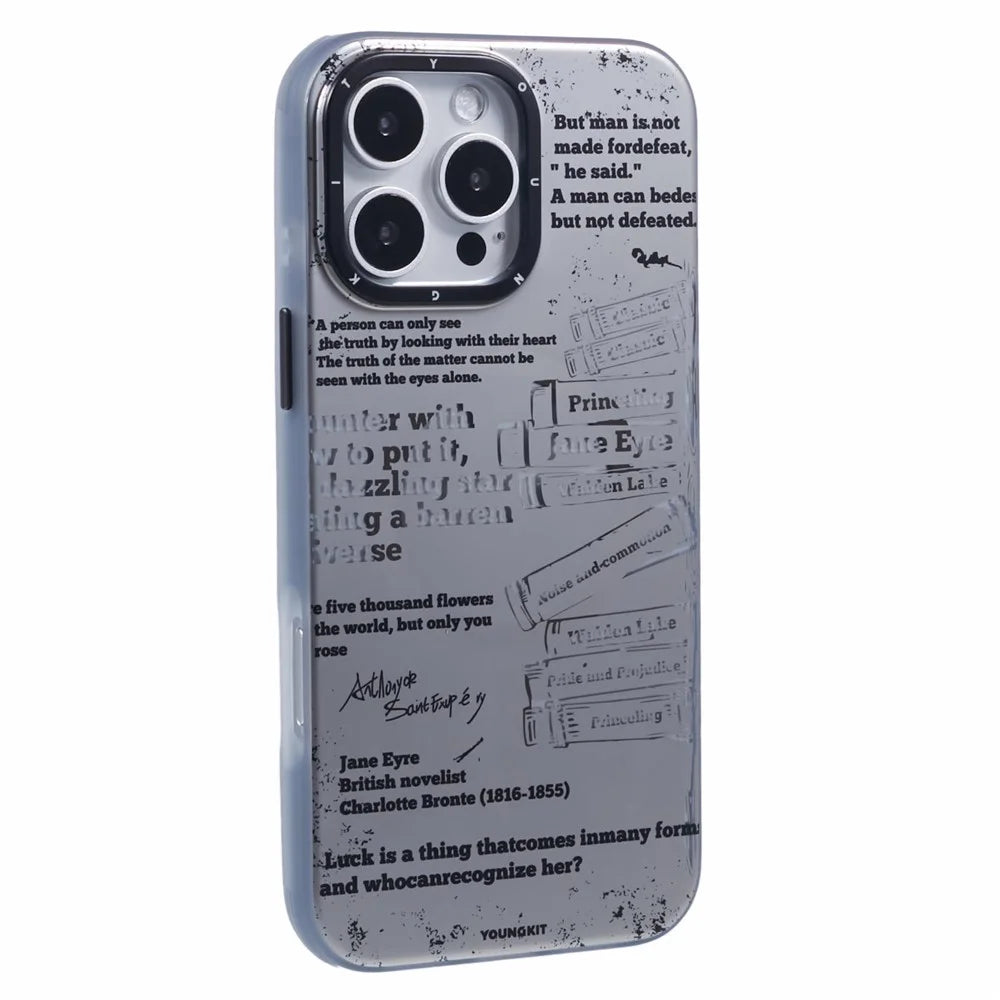 YOUNGKIT Literary Series for iPhone 16 Pro Magnetic Case IMD TPU Phone Cover - The Classic - 1