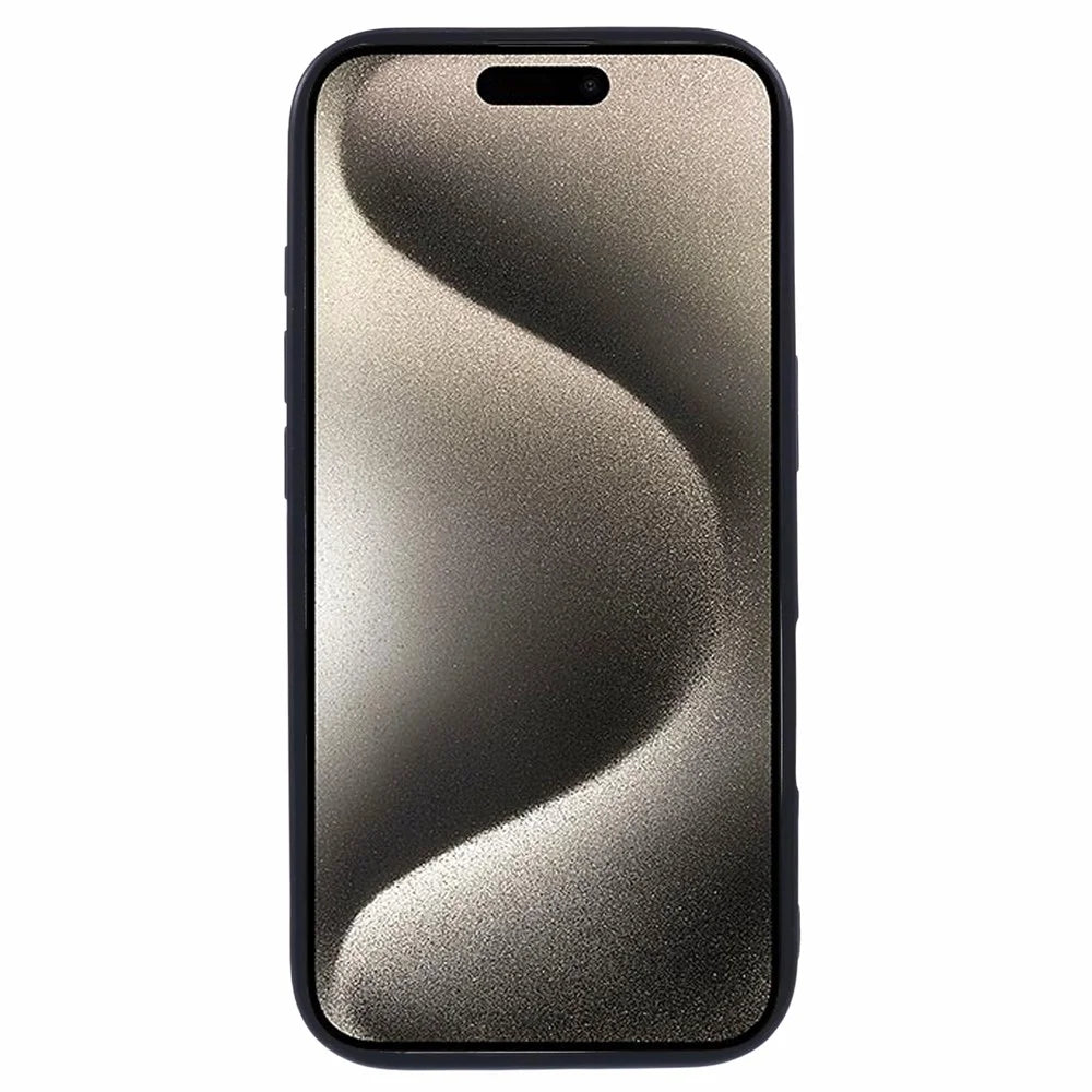 KIGC For iPhone 15 Pro Case Litchi Texture Leather Coated PC+TPU Phone Cover - Black - 2