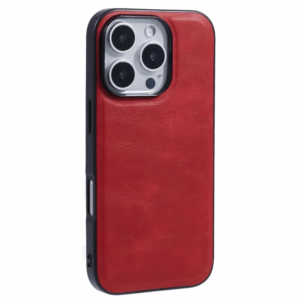 X-LEVEL Bojue-3 Series For iPhone 16 Pro Max Case Compatible with MagSafe Leather Coated PC+TPU Phone Cover - Red - 1