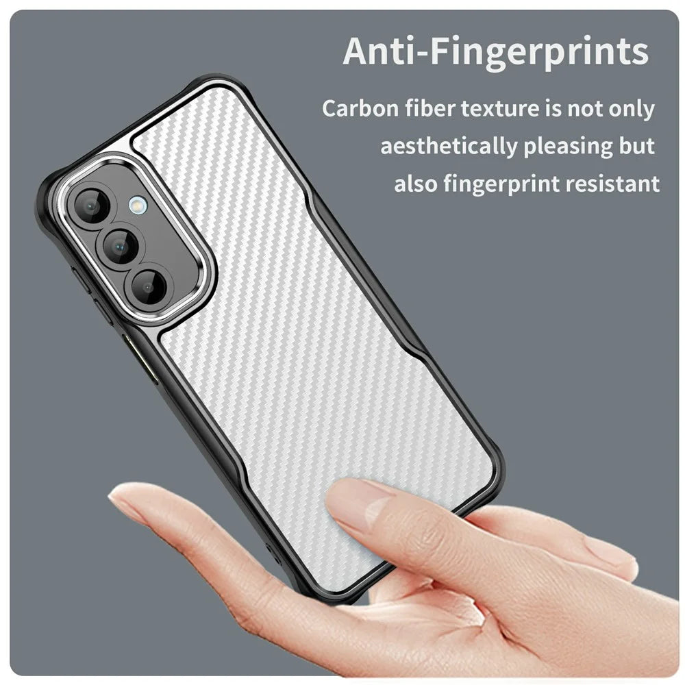 For Samsung Galaxy A16 5G / A16 4G Case Carbon Fiber Scratch-Resistant TPU+PC Phone Cover - Black - 5