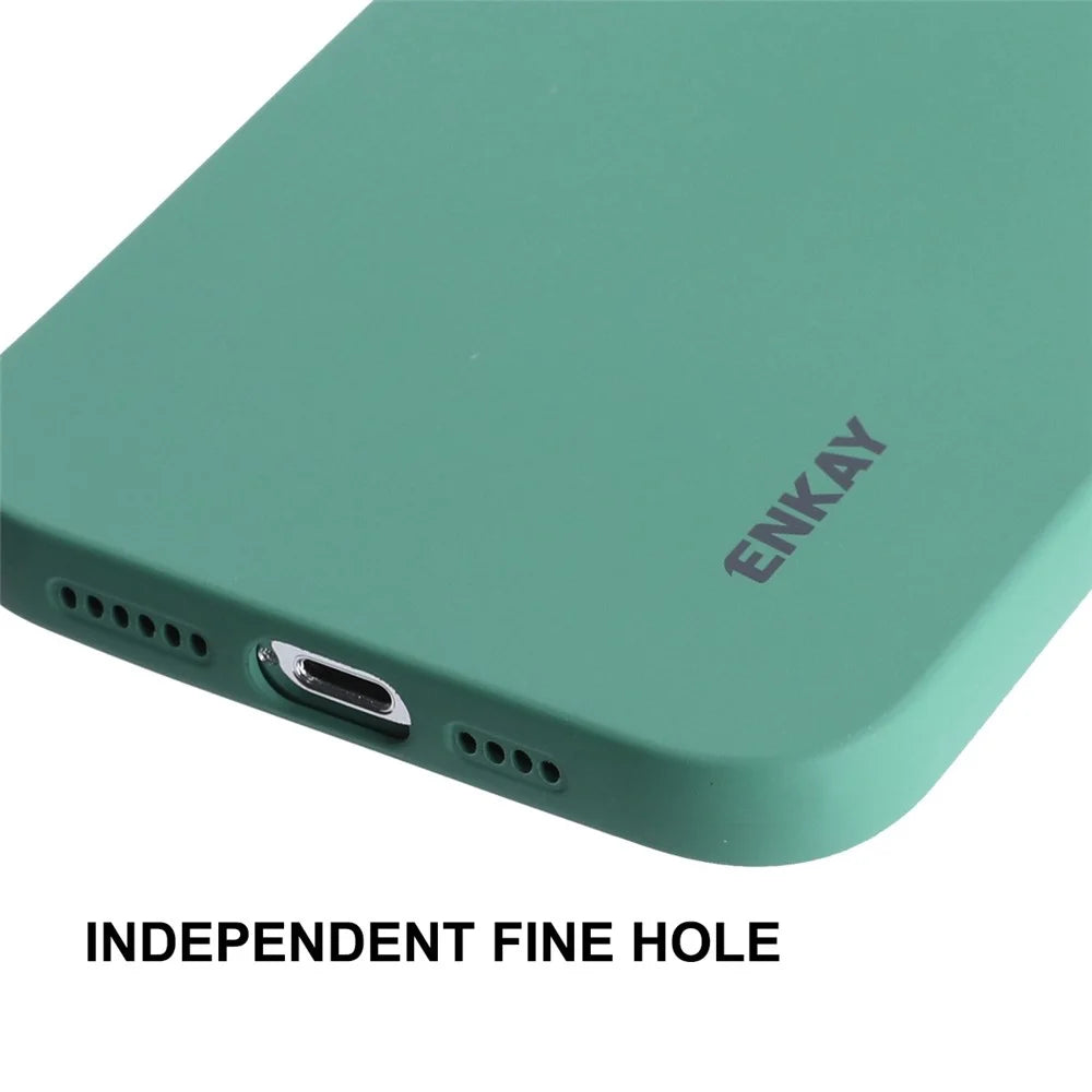 ENKAY HAT PRINCE For iPhone 14 Pro Liquid Silicone Flexible Anti-drop Case Solid Color Camera Lens Precise Cutout Phone Cover - Blackish Green - 5