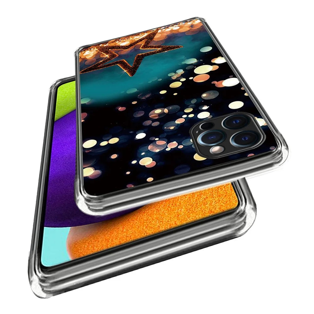 For iPhone 16 Pro Case Pattern Printed Shockproof TPU Phone Cover - Five-Pointed Star - 2