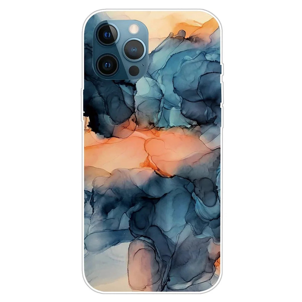 For iPhone 16 Pro Case Abstract Marble Pattern Printing TPU Phone Cover - Style A - 1