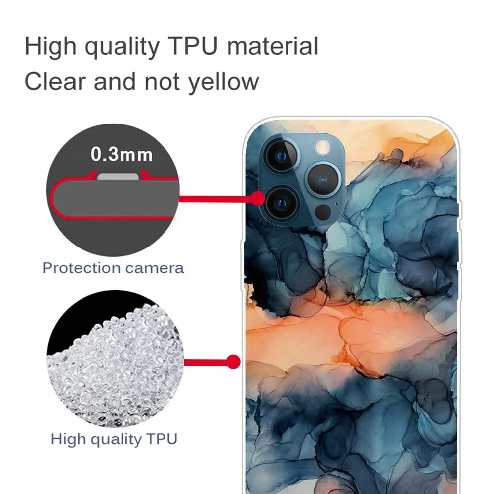 For iPhone 16 Pro Case Abstract Marble Pattern Printing TPU Phone Cover - Style A - 2