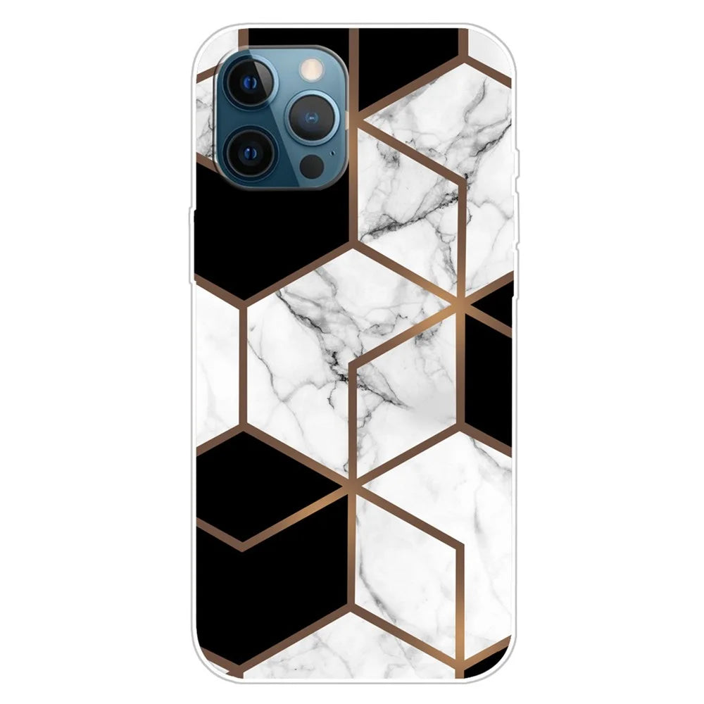 For iPhone 16 Pro Case Abstract Marble Pattern Printing TPU Phone Cover - Style A - 1