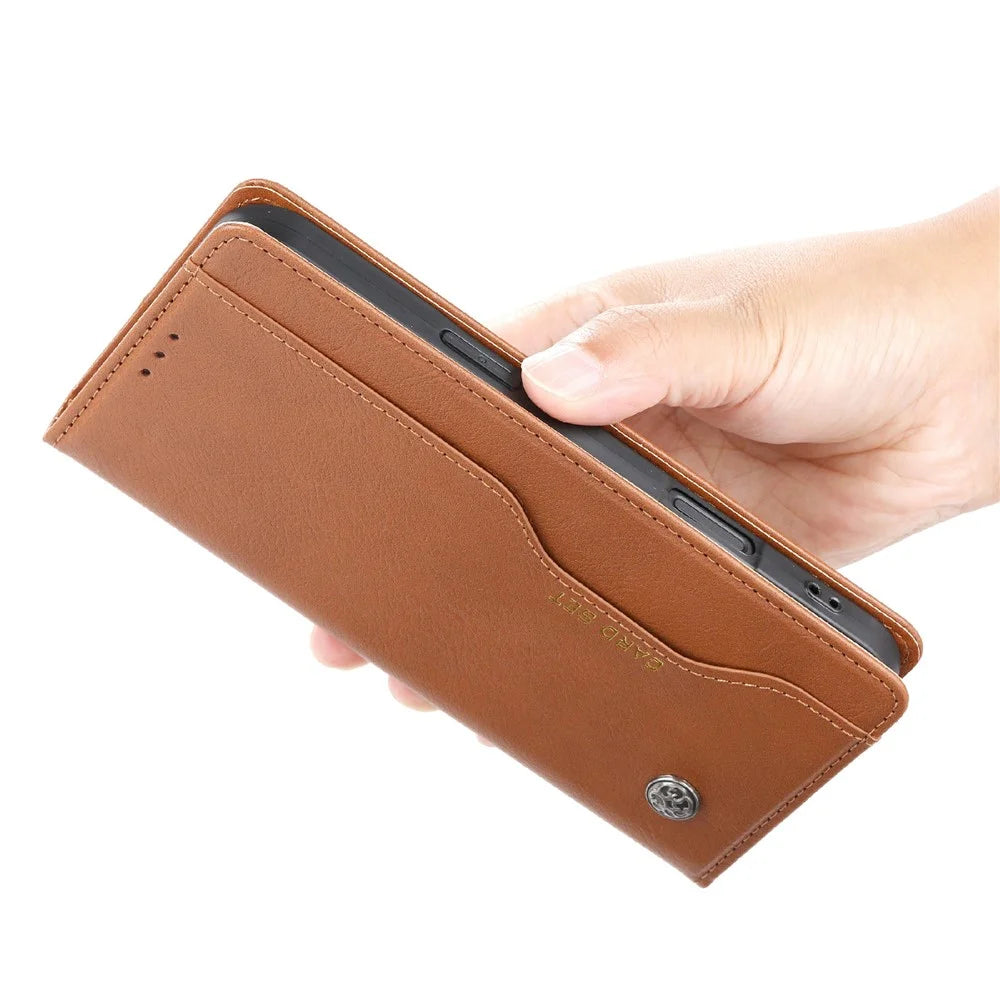 For iPhone 16 Cell Phone Case Magnetic Closing PU Leather Stand Cover - Black - 4