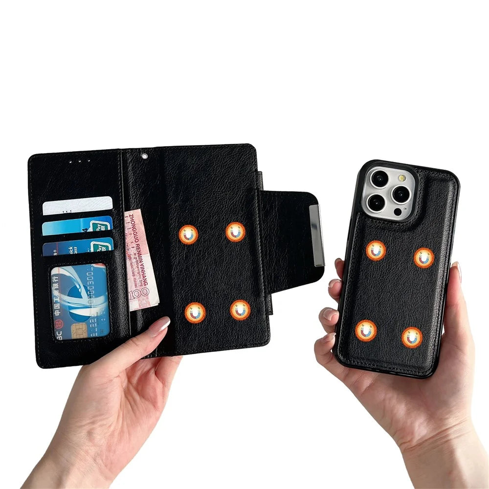 For iPhone 16 Pro Max Case Detachable 2-in-1 Magnetic Closure PU Leather Wallet Phone Case - Black - 2